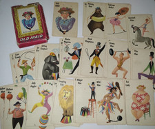 Vintage Whitman 50s Old Maid Card Game Replacement Cards Circus Theme w/Box