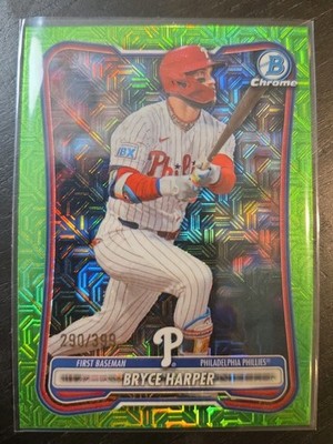 2026 Bowman Chrome Bryce Harper #7 Green Mojo Refractor /399 Phillies