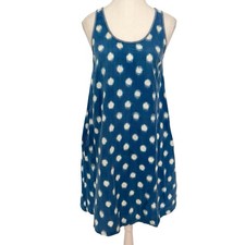 Gorman Blue Ikat Spot Cotton Shift Dress Sleeveless Pockets A-Line Artsy Sz 8