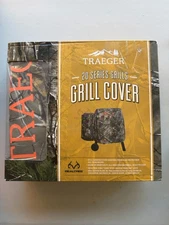BAC405 Traeger Grill Camo With Orange logo Full Length Grill Cover