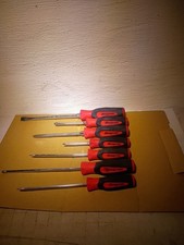 001. Snap On Tools Red Soft Grip 7 Piece Screwdriver And Torx Lot H20 H27 H10