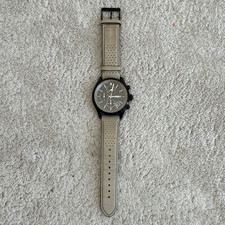 BOSS Herren Chronograph Quarz Uhr schwarz/beige Leder Ref. 1513408 Datum