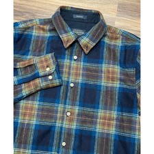 Pendleton Fireside Tartan Plaid Blue/Brown Wool Flannel Shirt Men's Sz Medium
