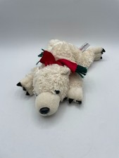 FAO Schwarz White Polar Bear Red Scarf Christmas Plush Floppy Shaggy Teddy 12"