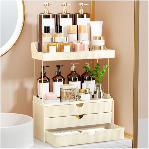 5-Tier Makeup Organizer with 3 Drawers, Versatile Skincare Storage for Vanity
