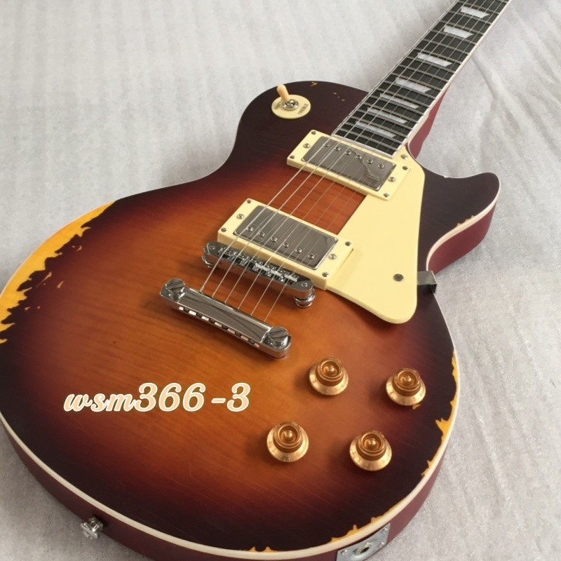 ギター HardAged & Relic LesPaul Standard Type Relic Cherry Burst Les Paul Electric Guitar Solid HPL