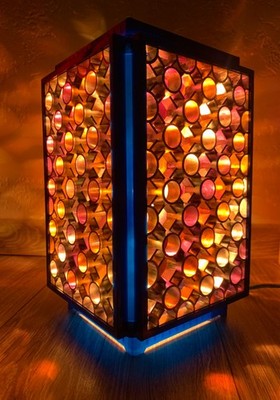 Vintage Soviet Rotating Lamp USSR 1970s Geometric Pattern Amber