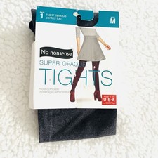 NWT No Nonsense Super Opaque Graphite Heather Women Tights Control Top Sz M VTG