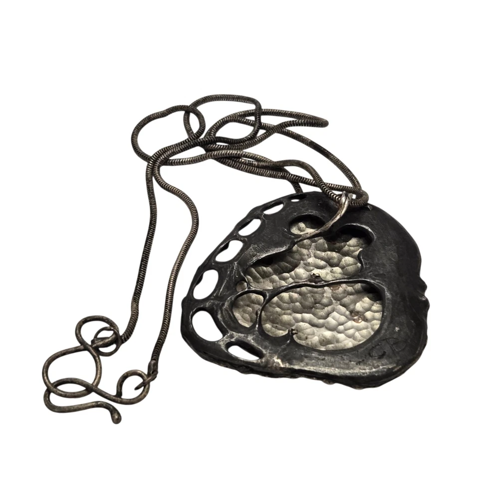 Collar colgante artístico vintage años 70 plata esterlina esmalte gato Foto 2 de 4