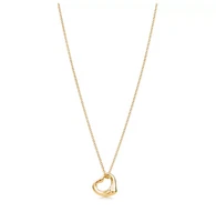 Tiffany & Co. Elsa Peretti Open Heart Pendant Necklace 18K Gold AU750 11mm