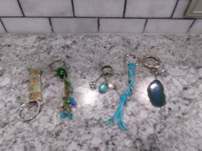 Vintage Gem Style Key Chains, Various Brands, Lot Of 5