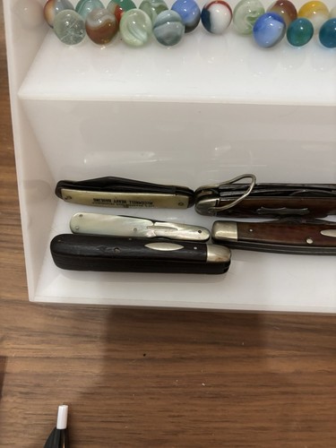 Junk Drawer Lot Vtg Antique Marbles Pocket Knife Knives Lot Boker Case - 第 7/19 張圖片