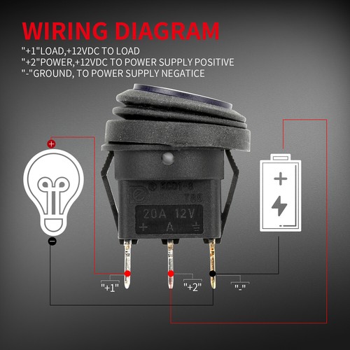 3 pcs LED 12V 20A Car Boat ON/OFF Round Waterproof Rocker Toggle Switch US - Picture 8 of 16