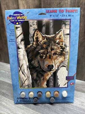 VTG Dimensions Paint Works- Wolf Among Birches Paint by Number