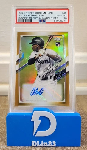 2021 TOPPS CHROME JAZZ CHISHOLM ROOKIE DEBUT GOLD AUTO AUTOGRAPH RC #/50 PSA 10