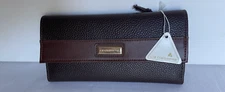 Liz Claiborne Wms Wallet Trifold Brown Pebbled CC ID Zip Coin Ck Book Cover NOS
