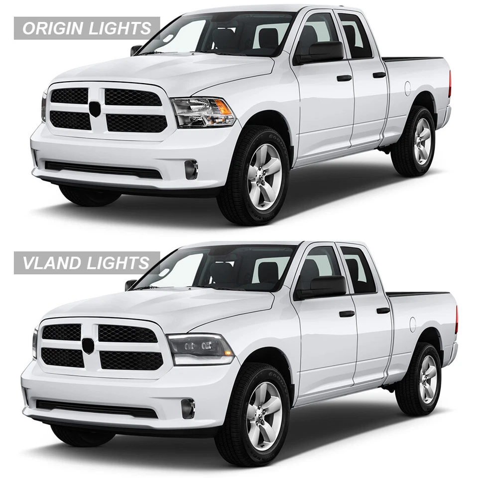 Für 2009-2018 Dodge Ram 1500 2500 3500 LED DRL Dual Projektor Front Scheinwerfer - Bild 2 von 4