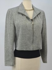 Soiree Petites zip Handwoven Silk crop Jacket suit Blazer light coat S VTG NEW