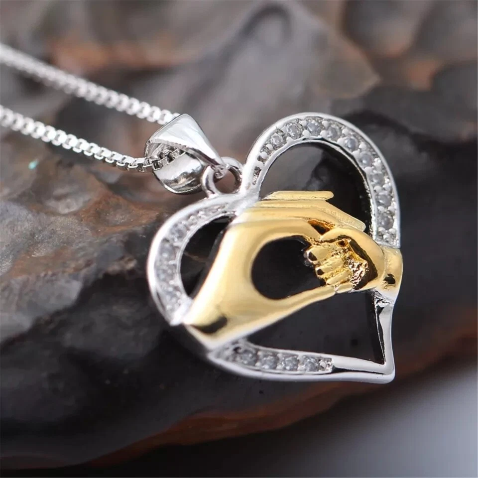 Collana amore materno regalo mamma cuore figlio bimbo bambino mano nella mano - Immagine 2 di 4