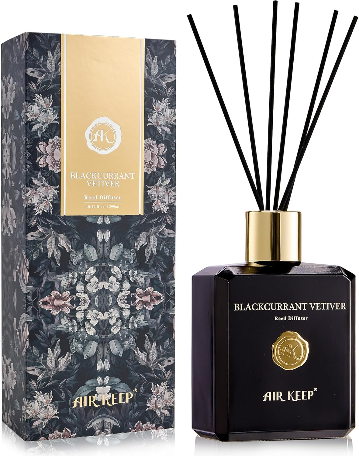 Reed Diffuser Set -10.15 Oz(300Ml) Blackcurrant Vetiver Fragrance Diffuser, Luxu