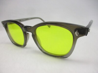 Pentax Hoya Sunglasses 60s Style Horn Rim Hipster Two Tone Gray Yellow 46 Small