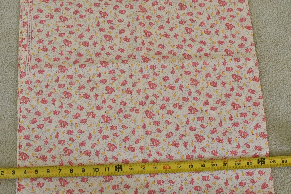 12" largo, rosa y amarillo floral sobre crema, Windham, libro de cuentos VI, c.1930, V361 Foto 3 de 4
