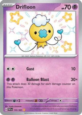 1x Drifloon - 155/091 - Shiny Rare NM-Mint Pokemon SV04.5