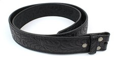 Leather Belt Strap with Embossed Western Scrollwork 1.5" Wide with Snaps