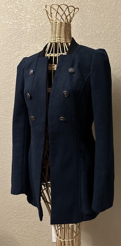 Double Zero Womens Small Navy Blue Blazer Fitted Open Jacket Equestrian Academia - Picture 6 of 17