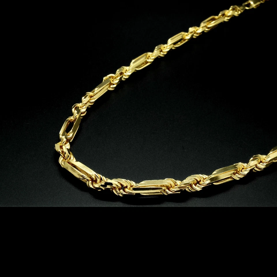 Fancy PAPERCLIP ROPE Chain 14K Gold Plated Sterling Silver 6mm Necklace 18"-26" - Image 2 of 4