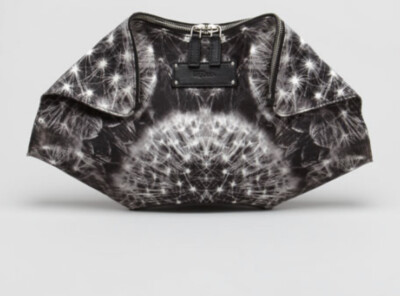 10p Alexander McQueen Dandelion-Printed Leather De-Manta Clutch Bag NWT
