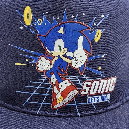 Sonic The Hedge Hog Sega Kids Baseball Style Snap Back Hat Navy Blue Visor Print - Picture 9 of 15