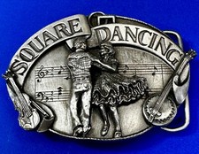 Square Dancing American Folk Dance Silver Tone VTG 1985 Belt Buckle by Siskiyou