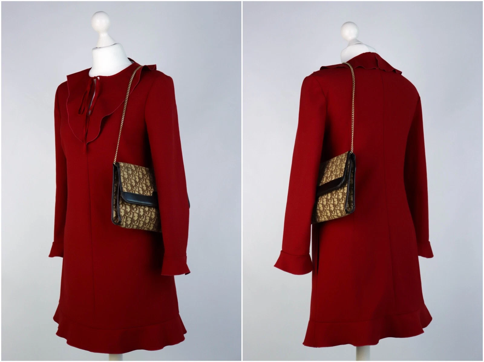 Sac bandoulière Christian Dior vintage marron trotteur jacquard monogramme pochette chaîne