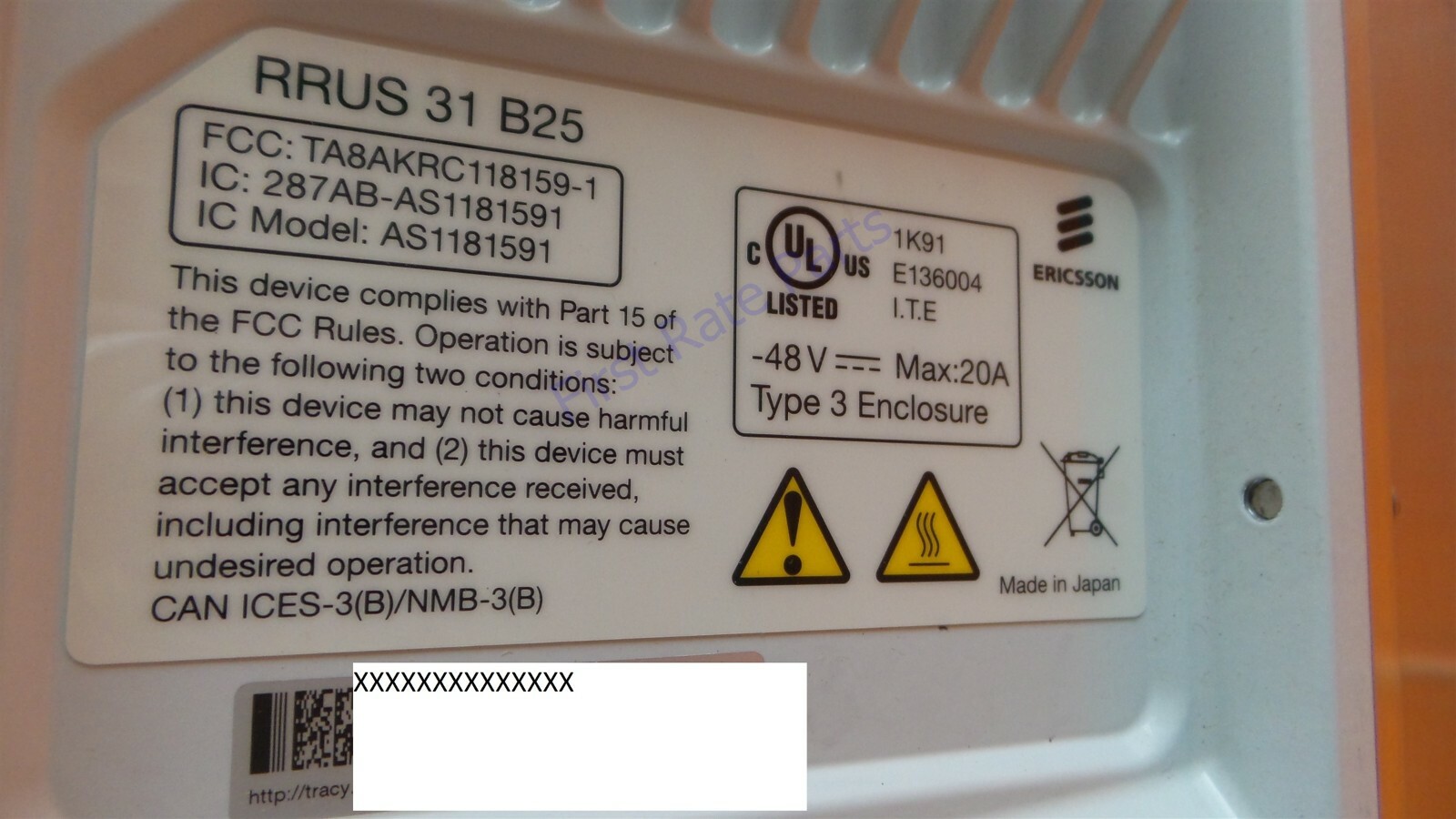 Ericsson KRC118159/1 Remote Radio Head Unit RRUS 31 B25 RRH RRUS11 Cell ...