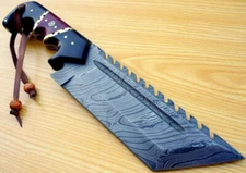 13.5" Handmade Damascus Steel Combat Tactical Survival Hunting Tracker Knife