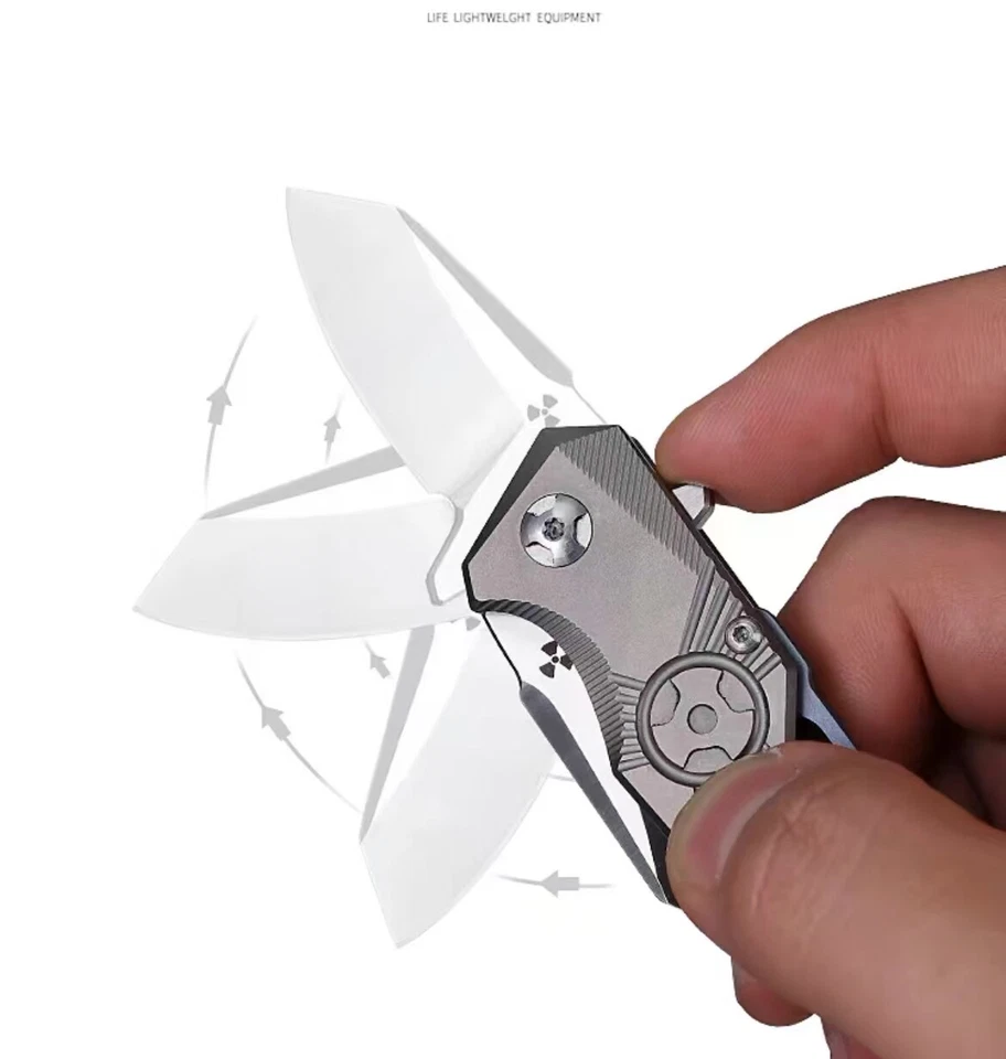 S35VN Powdered Steel Klappmesser EDC Mini Titanium Schlüsselanhänger - Bild 4 von 4