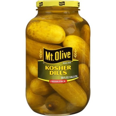 Large Whole Kosher Dill Pickles Fresh Pack in a 128 fl oz Jar