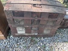 Antique Steamer Trunk Pat Nov 30 1889  Little TIN Wooden 24x12x11