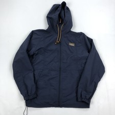 L.L.Bean Mens Medium Navy Blue Mountain Windbreaker Rain Jacket Hooded Full Zip