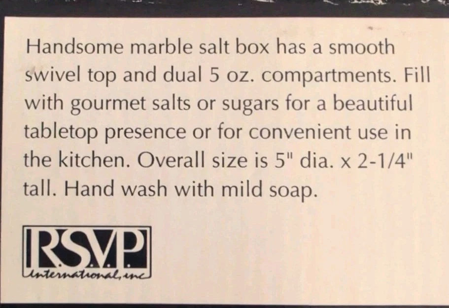 Doble Compartimentos 5oz Tapa Deslizante Mármol Negro Sal, Azúcar o Pimienta Caja NUEVO Foto 2 de 4