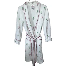 Quacker Factory Waffle Knit Palm Tree Robe Belted Size Large