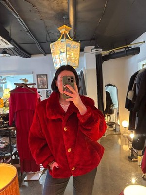 Red Dyed Sheared Beaver Jacket
