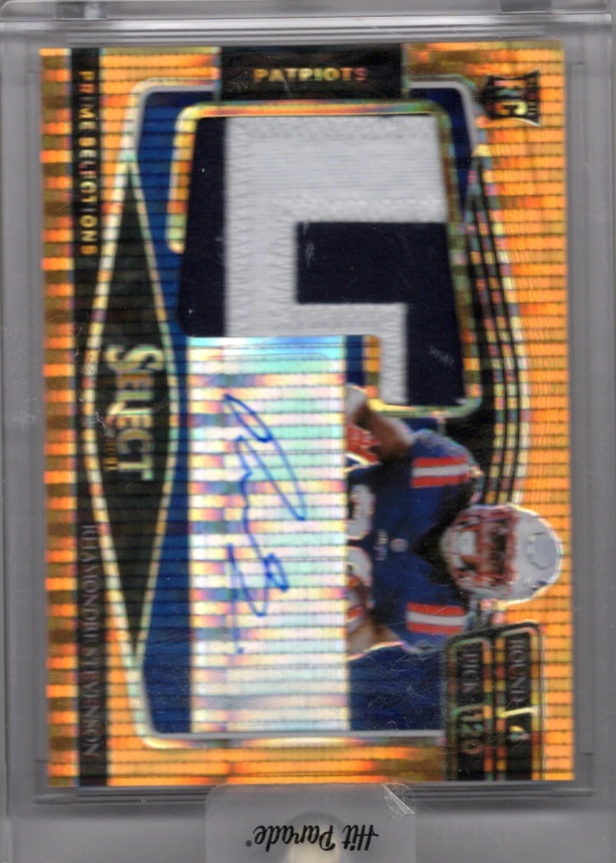 Rhamondre Stevenson Panini Select Prime Selections Signatures #PSRST Neon Orange Pulsar Prizm