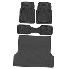FlexTough Deep Dish Contours Rubber Car Floor Mats with Trunk X-Large Black