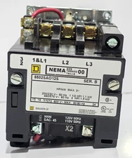 SQUARE D 8502SA012S NEMA SIZE 00 MAGNETIC CONTACTOR VOLTAGE 110VAC FAST SHIPPING