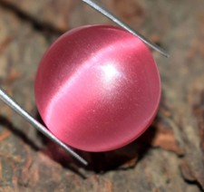 77 Ct Pink Cat's Eye Loose Gemstone Round Certified Chrysoberyl Cabochon 27x13mm