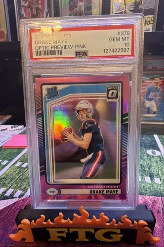 2024 Panini Donruss - Rated Rookie Drake Maye #379 Optic Preview Pink Prizm (RC)