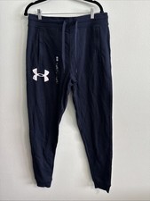 Under Armour UA Rival Men's Joggers Pants M Navy Blue Fleece Logo Sweatpants NWT
