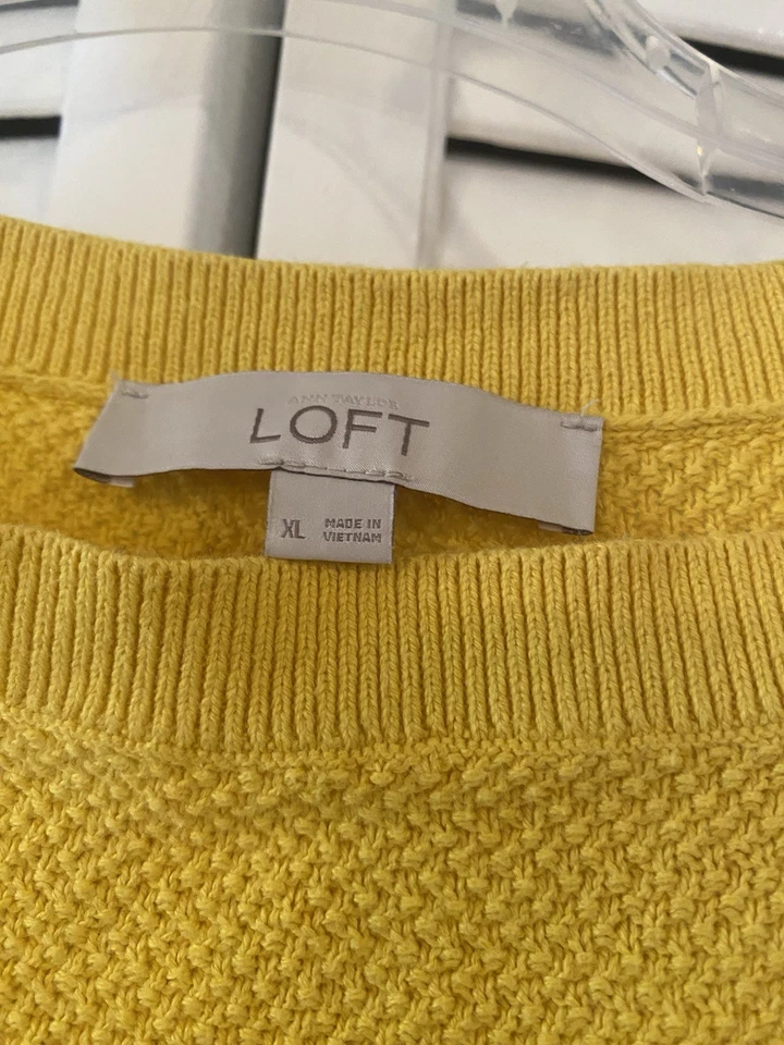 Suéter suéter Ann Taylor Loft para mujer talla XL amarillo 100 % algodón acogedor otoño Foto 3 de 4